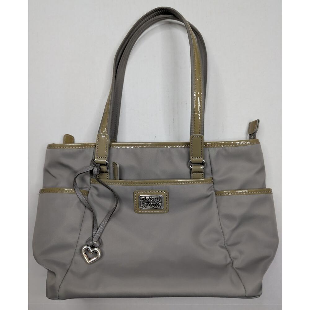 Brighton Stevie Microfiber Organizer Computer Laptop Handbag Gray Nylon Charm